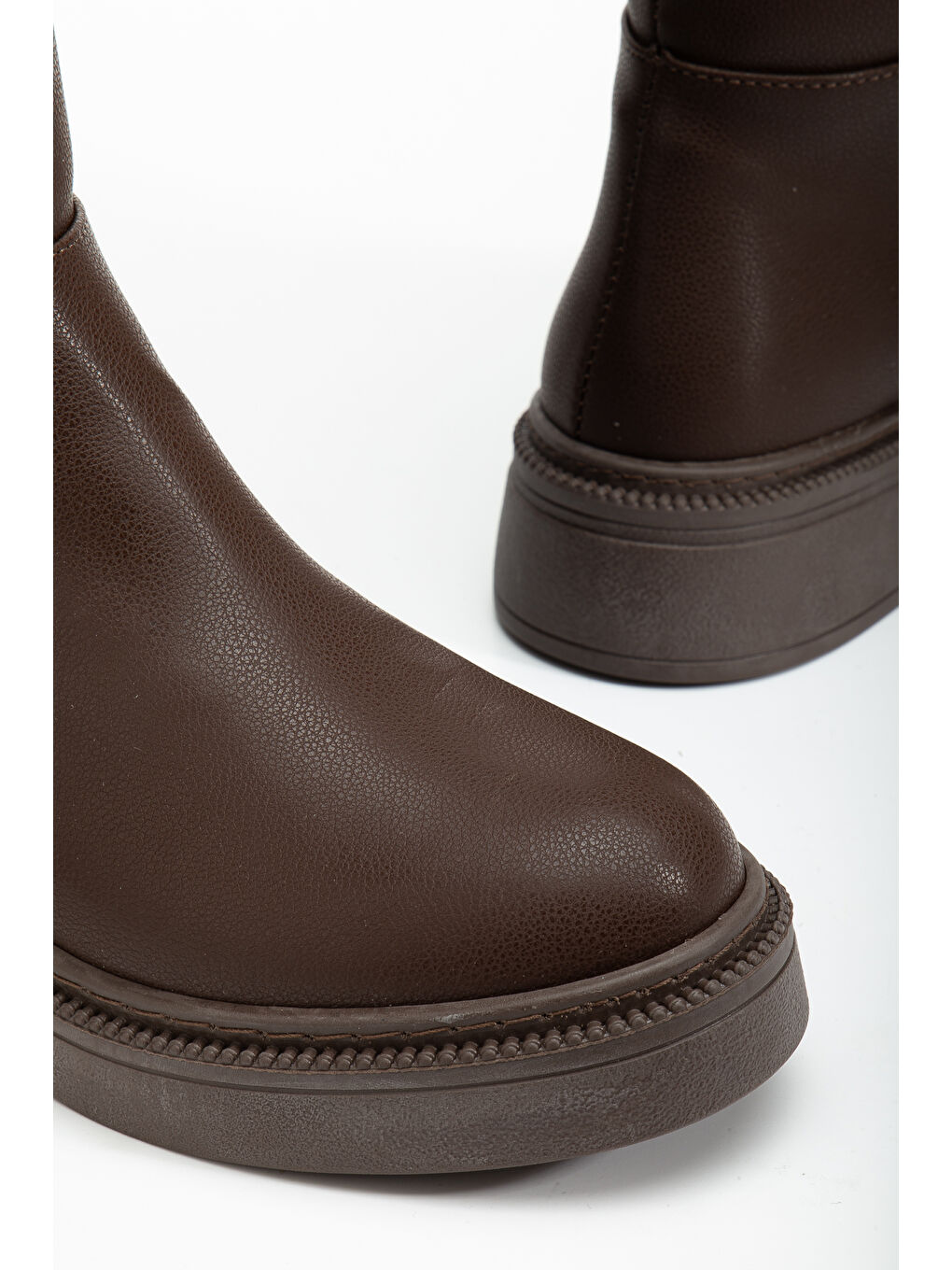 Kahverengi Kadın Kahve Cilt Kalın Termo Taban Fermuarlı Çizme-2