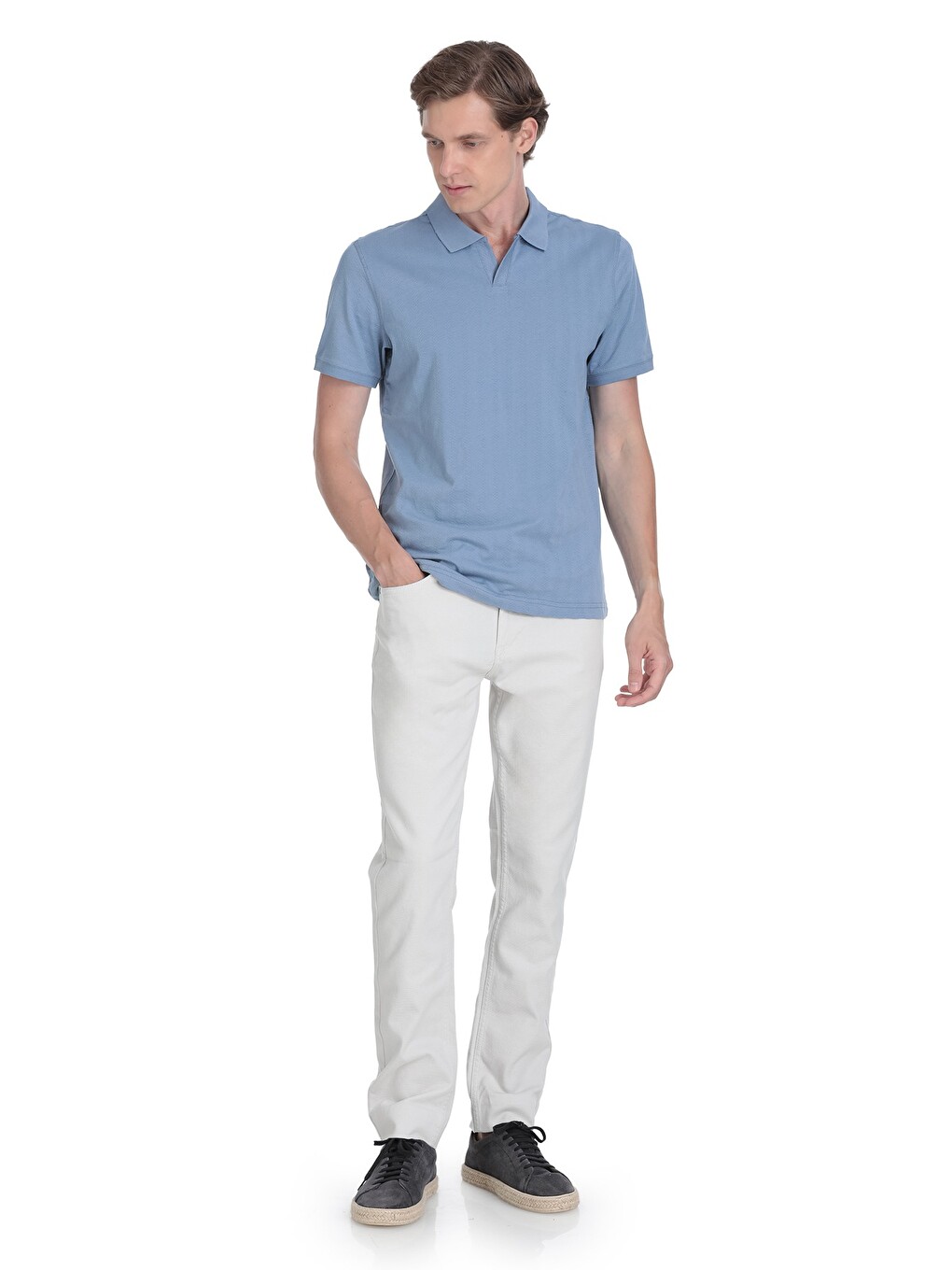 İndigo Regular Fit Apaş Yaka Pamuklu Tişört-1