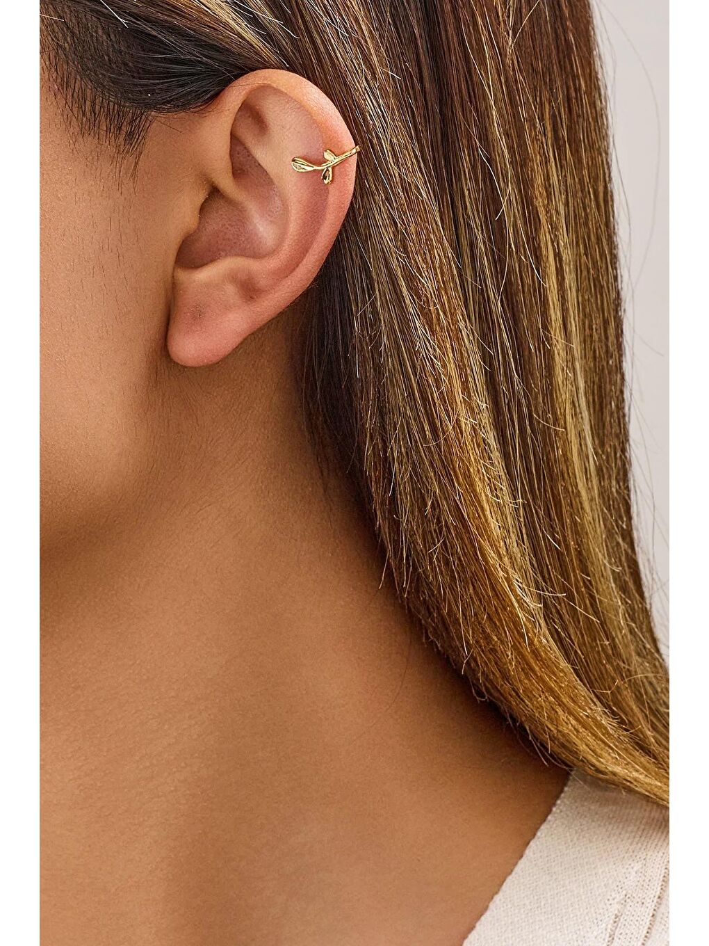 Sarı Dal Kıkırdak Küpe 2'li set