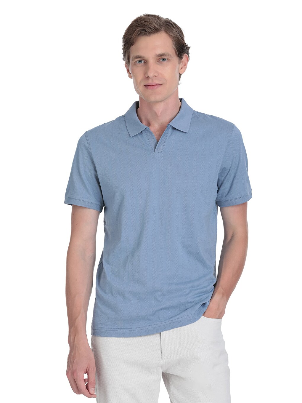 İndigo Regular Fit Apaş Yaka Pamuklu Tişört-2