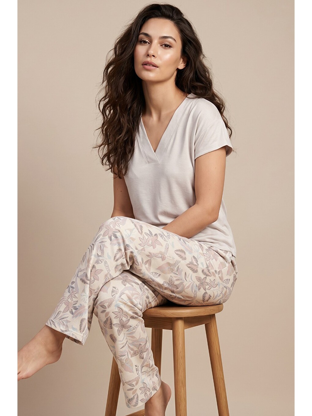 Bej Viskon Örme Pijama Takım26119134