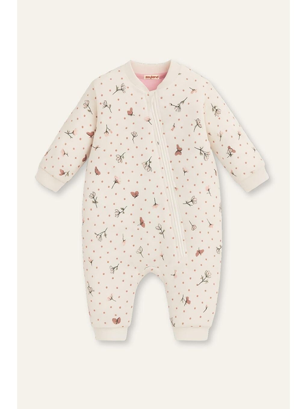 Kız Erkek Çocuk Elyaf Dolgulu Uyku Tulumu  - Pembe Çiçekli-1