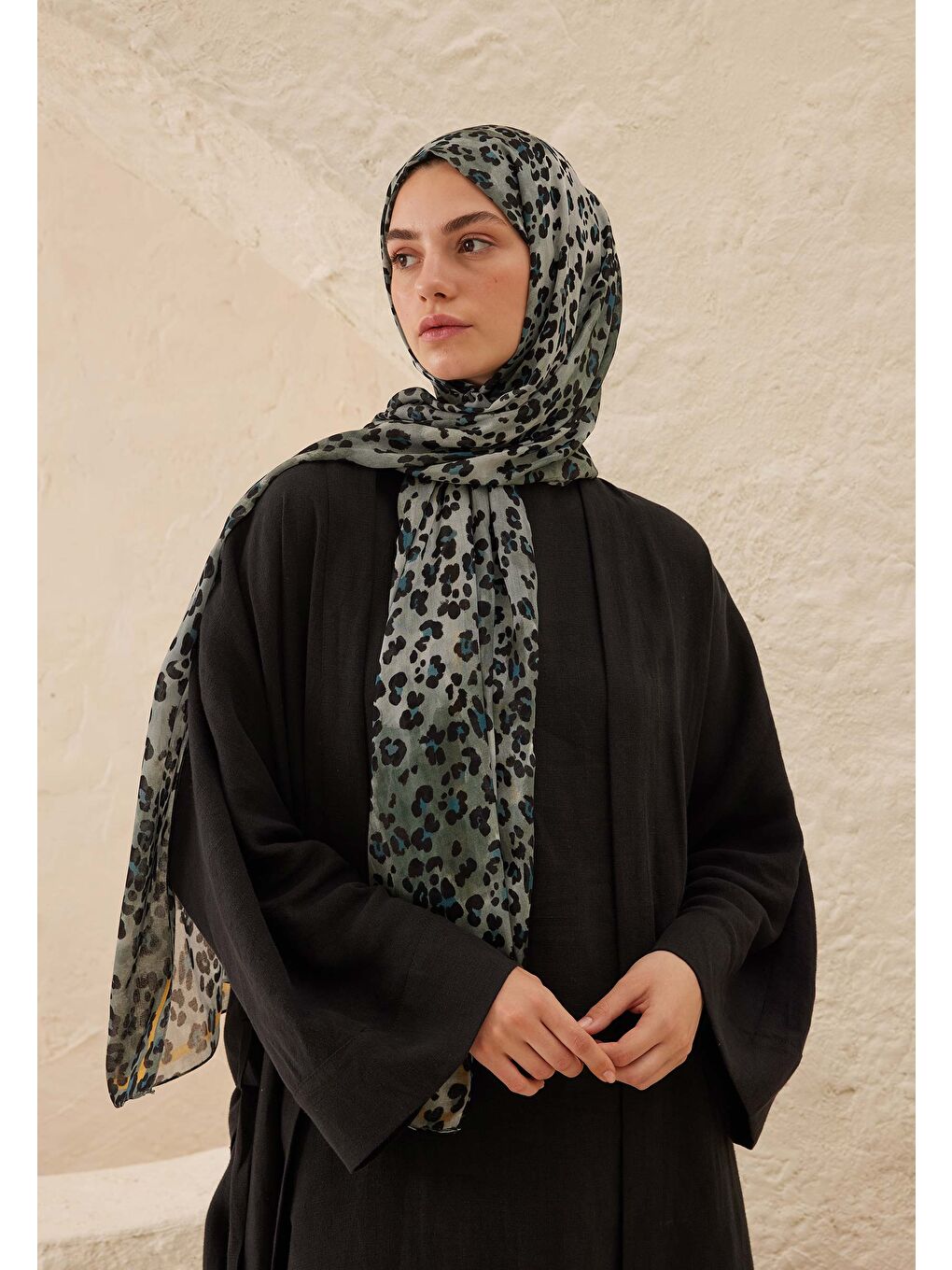 Leopar Desen Rami Şal Mavi-1