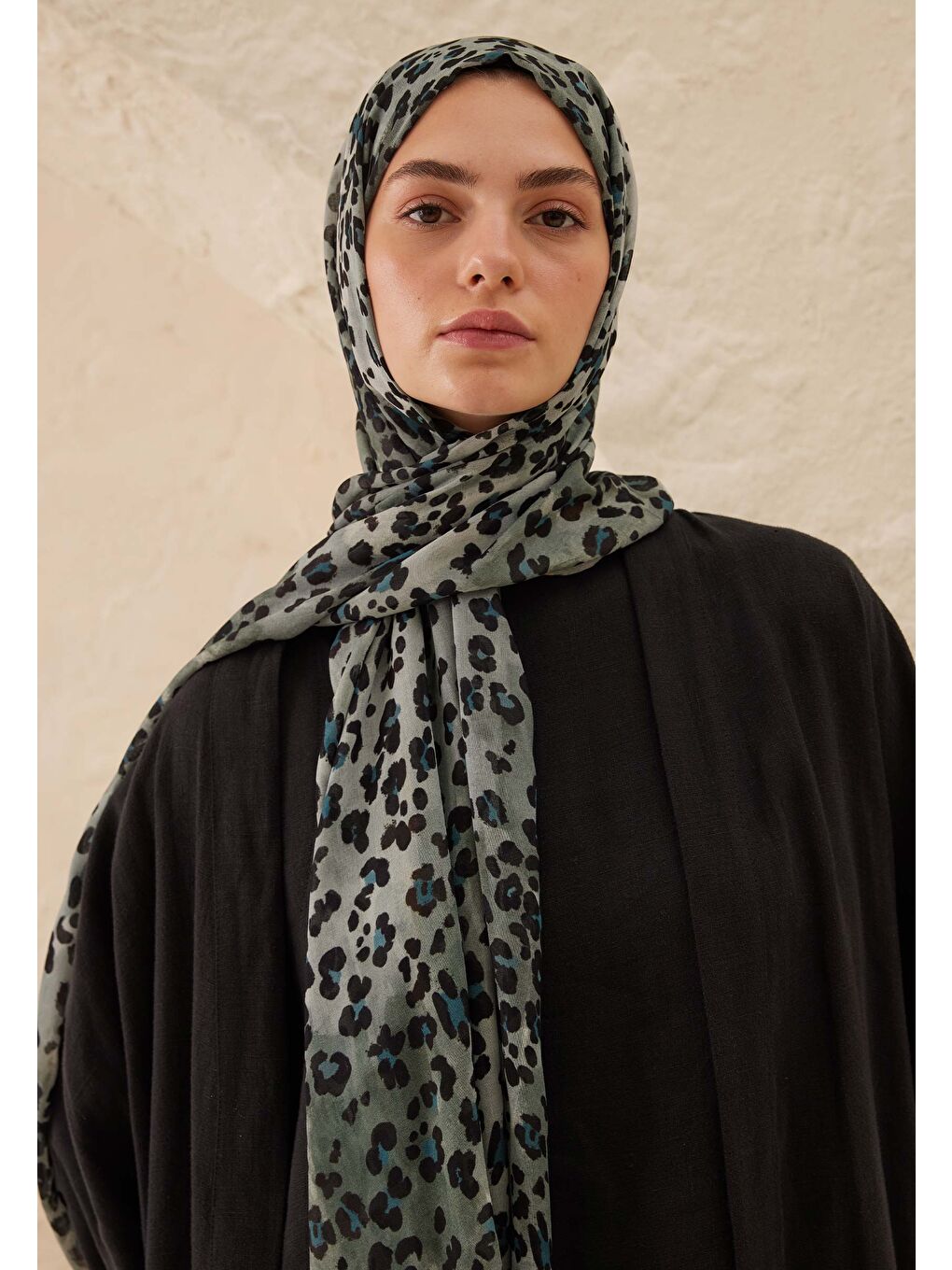 Leopar Desen Rami Şal Mavi-2