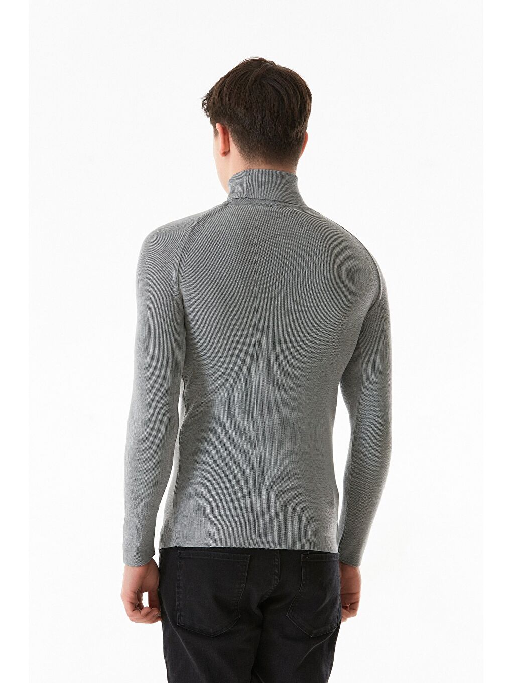 Gri Basic Balıkçı Yaka Triko Kazak-2