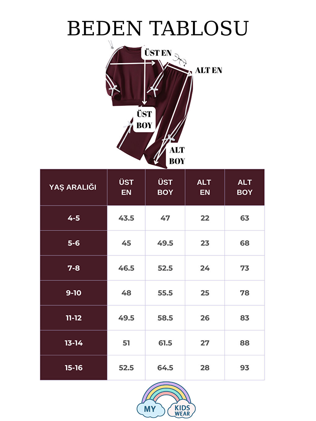 Kırmızı Kız Çocuk Çift Şerit Kurdele Eşofman Takımı 4-16 Yaş 12145-1