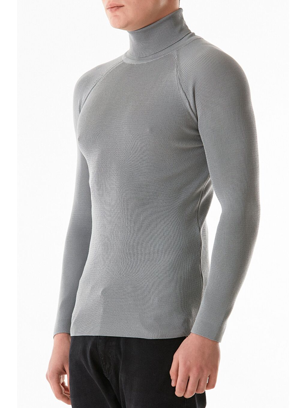 Gri Basic Balıkçı Yaka Triko Kazak-4