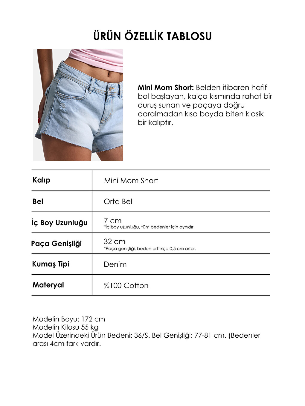 Mavi Kadın Ice 12s6-3 Mini Mom Arkadan Cepli %100 Pamuk Denim Şort-2