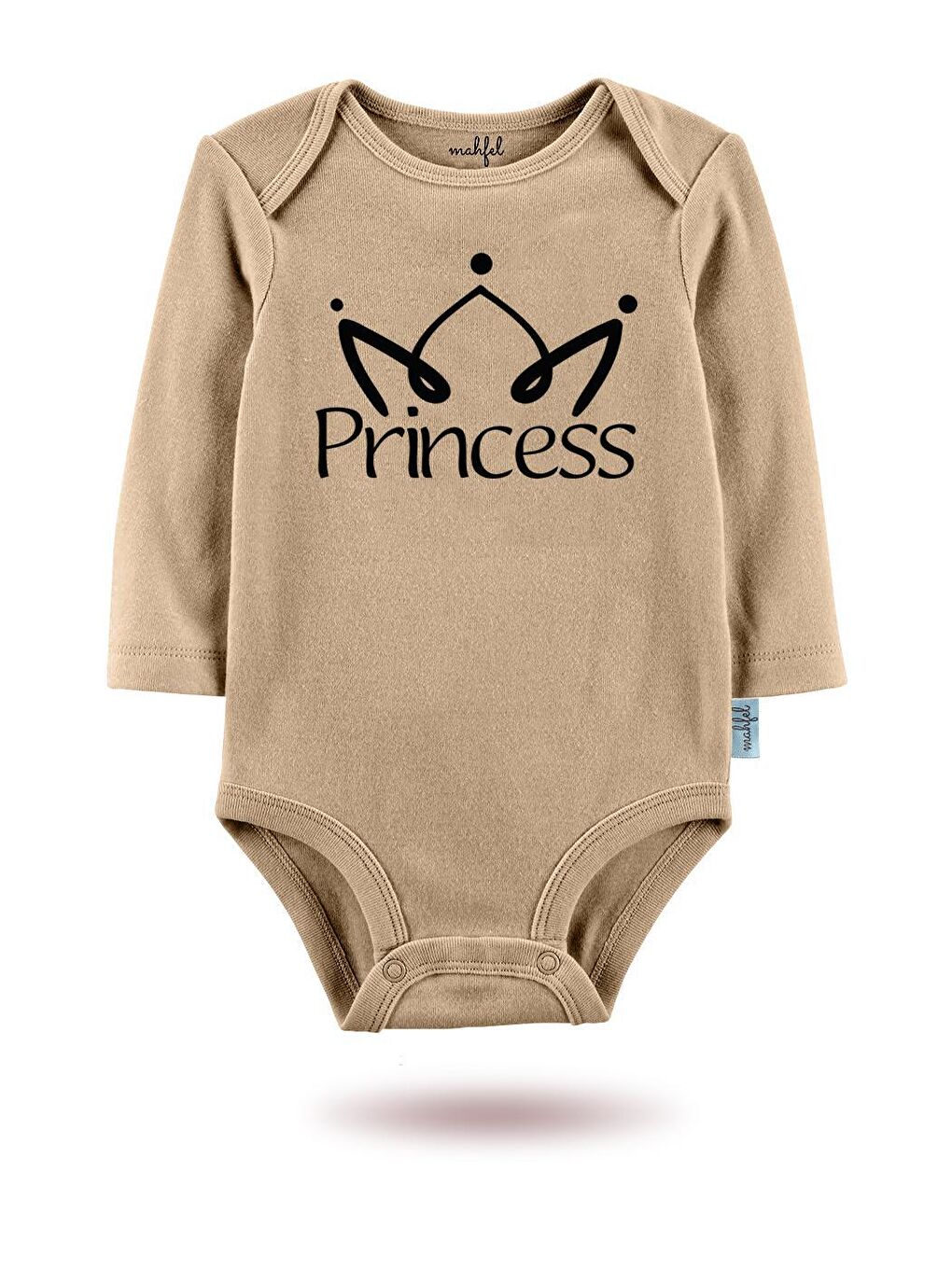 Bej 2'Li " PRENSES "Baskılı Uzun Kollu Unisex Bebek Çıtçıtlı Body-1