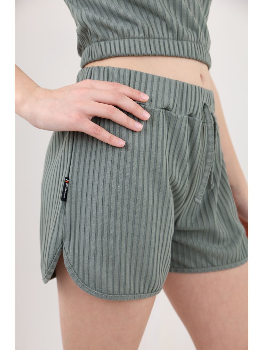 Haki Kız Çocuk Şortlu Takım-1