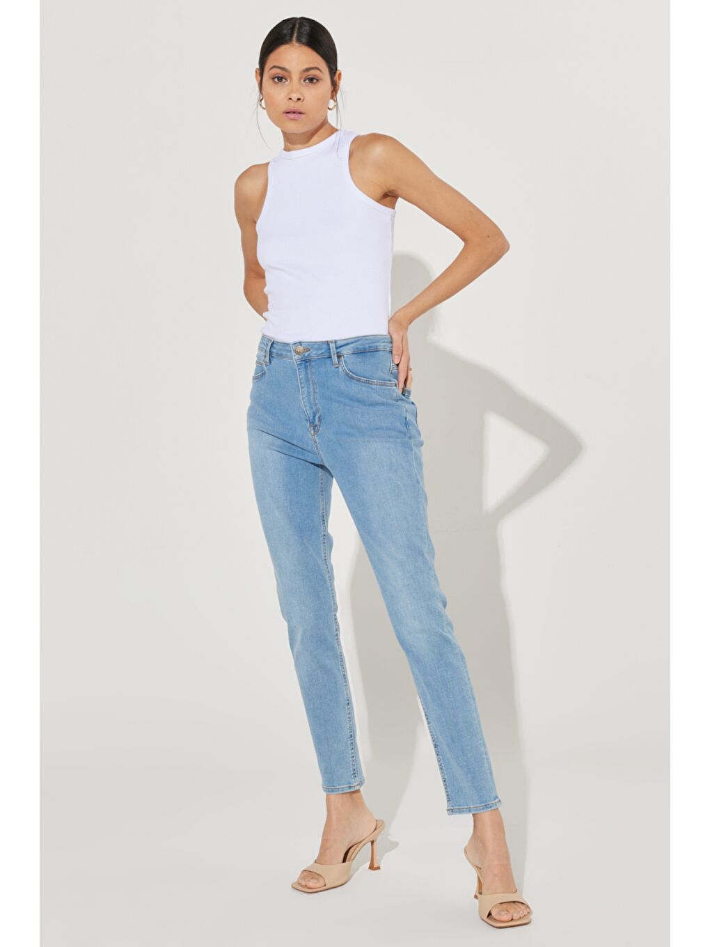 Forever Skinny Fit Yüksek Bel Açık Mavi Esnek Jean Pantolon-2