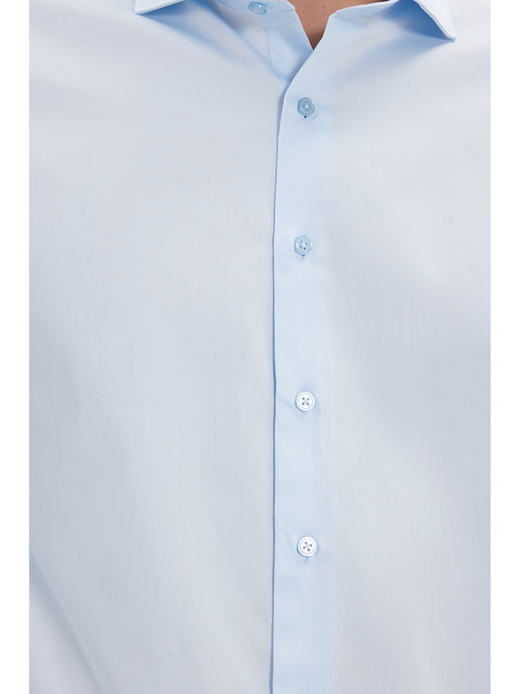 Erkek Slim Fit Dar Kesim %100 Pamuk Pamuk Saten Premium Seri Mavi Gömlek-4
