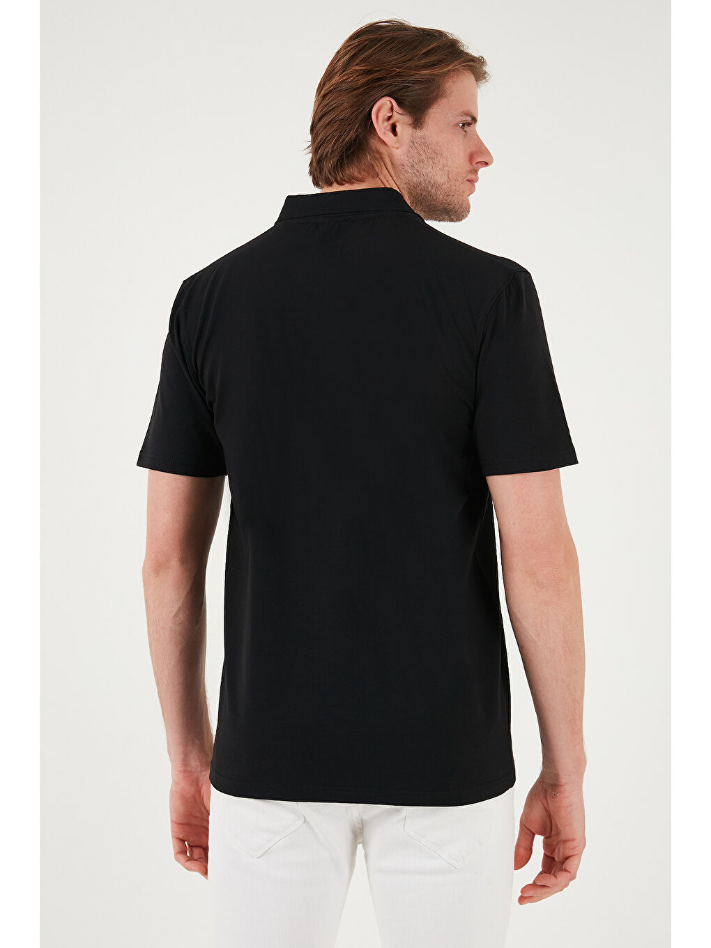 Siyah Streç Pamuklu Regular Fit Yarım Fermuarlı 3'lü Paket Polo Yaka Tişört 5902972S3-4