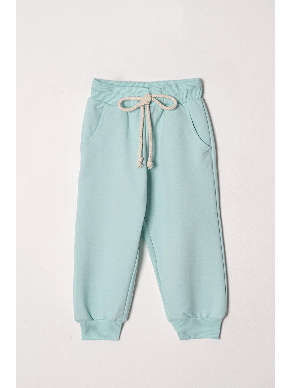 Yeşil Bisiklet Yaka Uzun Kol Papatya Nakışlı Mint Renk Kız Çocuk Eşofman Takım-3