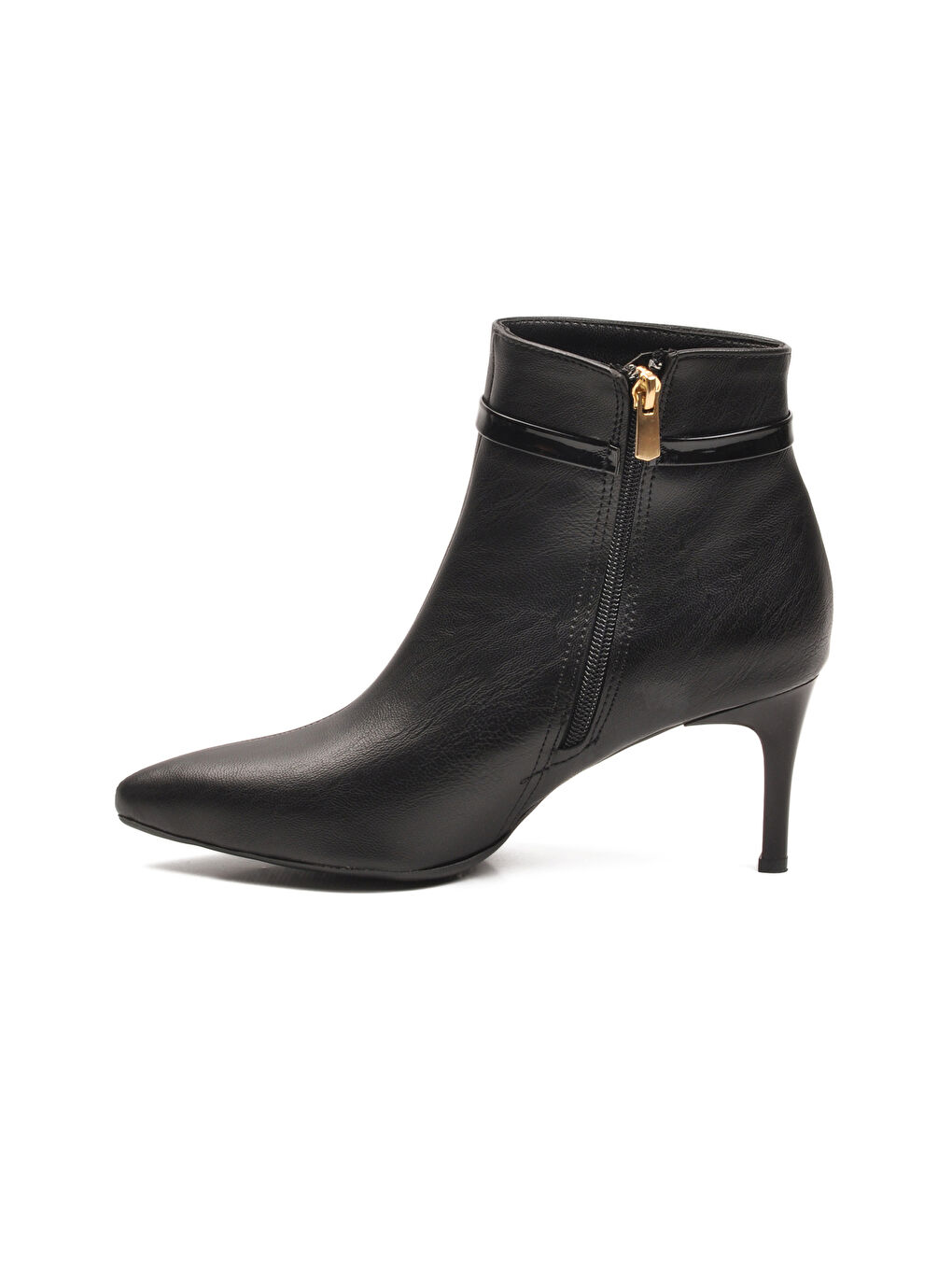 Siyah İçi Polarlı İnce Topuklu Fermuarlı Kadın Bot 2611 Z-3