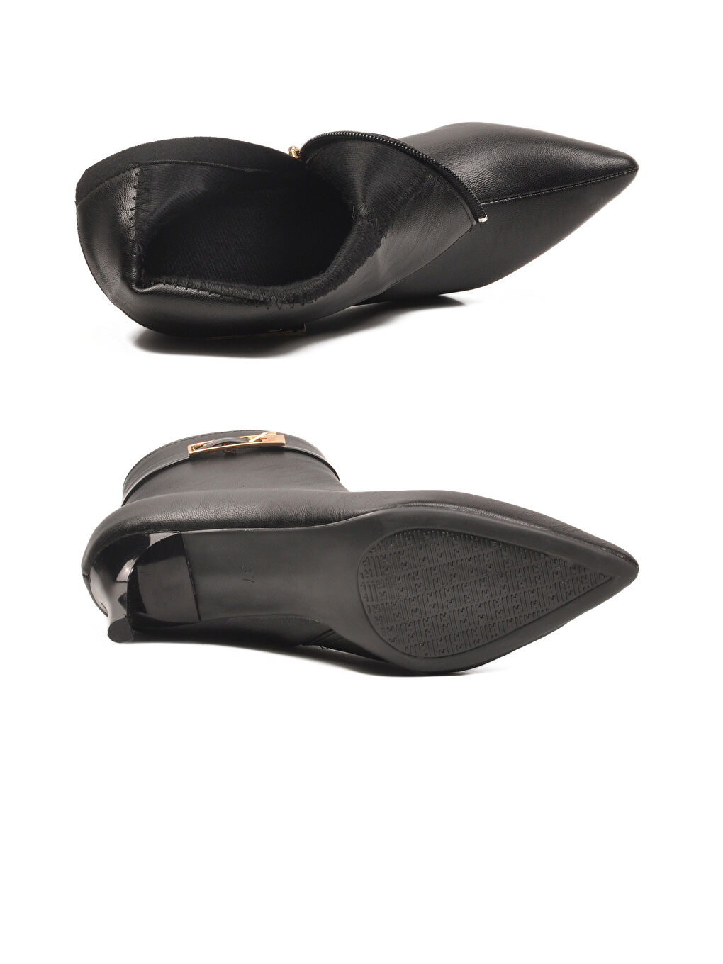 Siyah İçi Polarlı İnce Topuklu Fermuarlı Kadın Bot 2611 Z-4