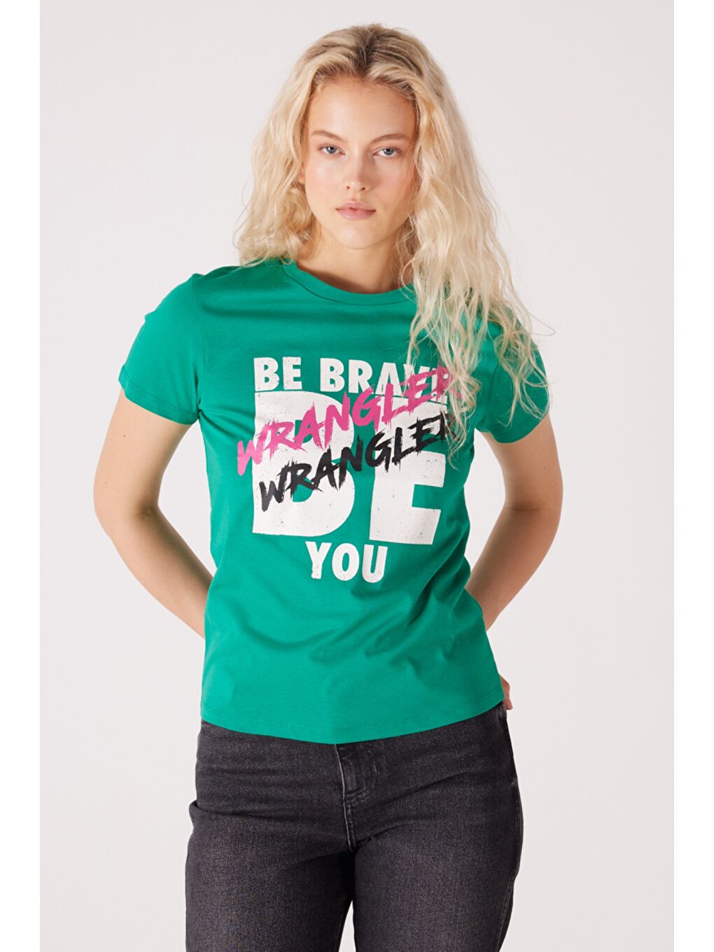 Slim Fit Dar Kesim %100 Pamuk Bisiklet Yaka Yeşil Tişört-1