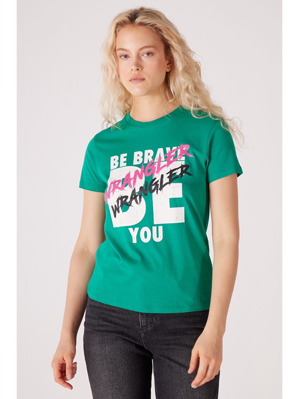 Slim Fit Dar Kesim %100 Pamuk Bisiklet Yaka Yeşil Tişört-2