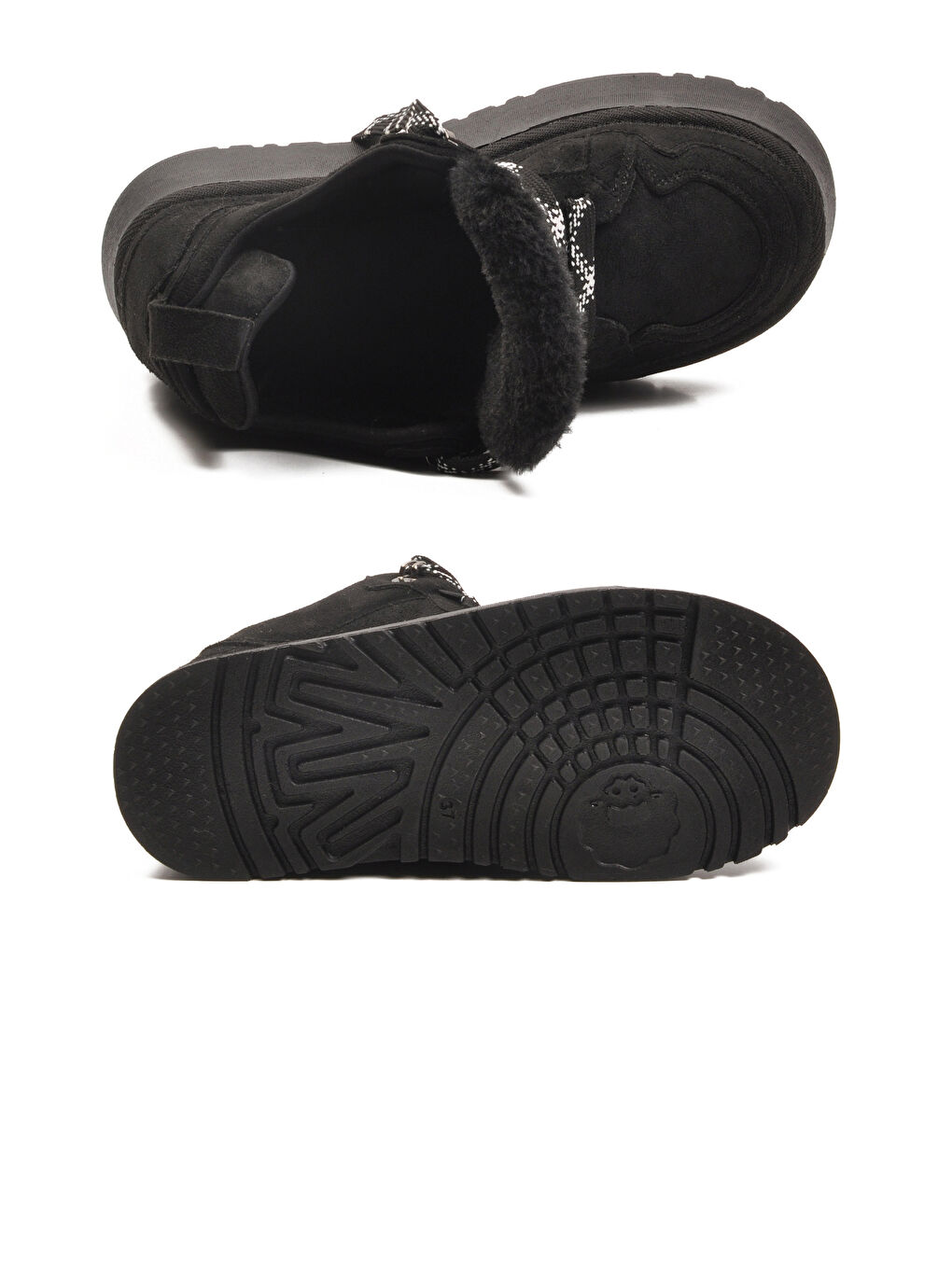 Siyah Süet Polarlı Bağcıklı Kaymaz Kadın Bot 2613 Z-4