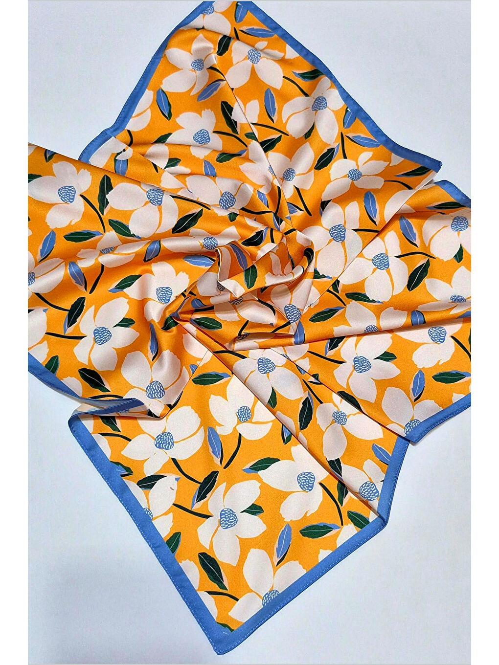 Kadın Desenli Bandana Fular 010187 - Turuncu-2