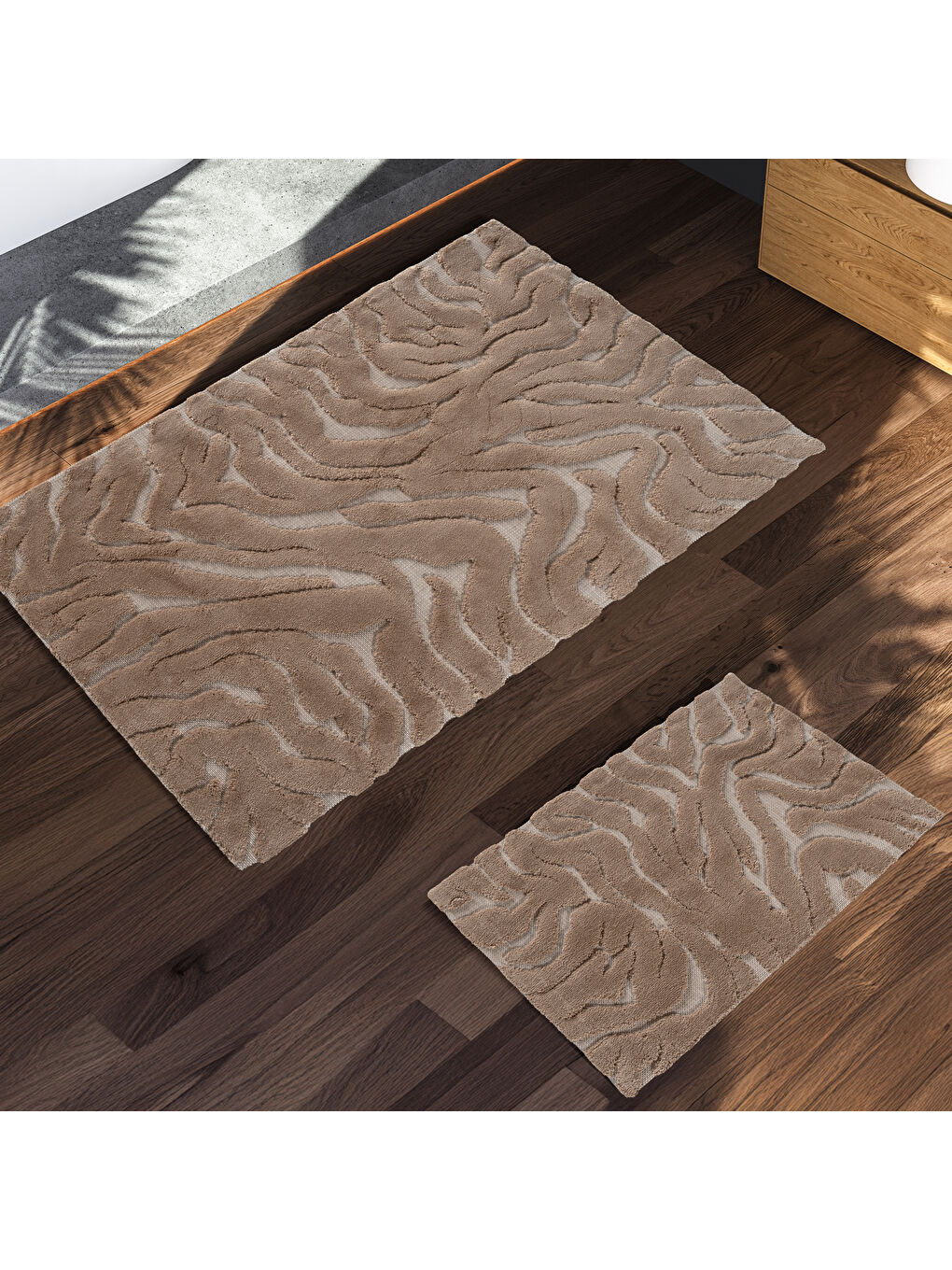 Kahverengi Home Wild 2 li Banyo Paspası-Cappuccino