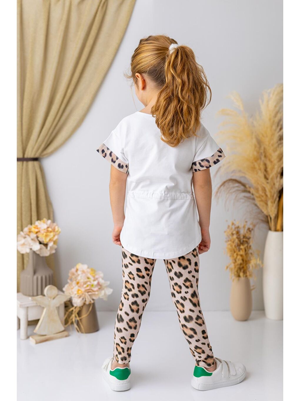 Kahverengi Kız Çocuk Leopar Desen Uzun Tayt - Leopar Desenli-1