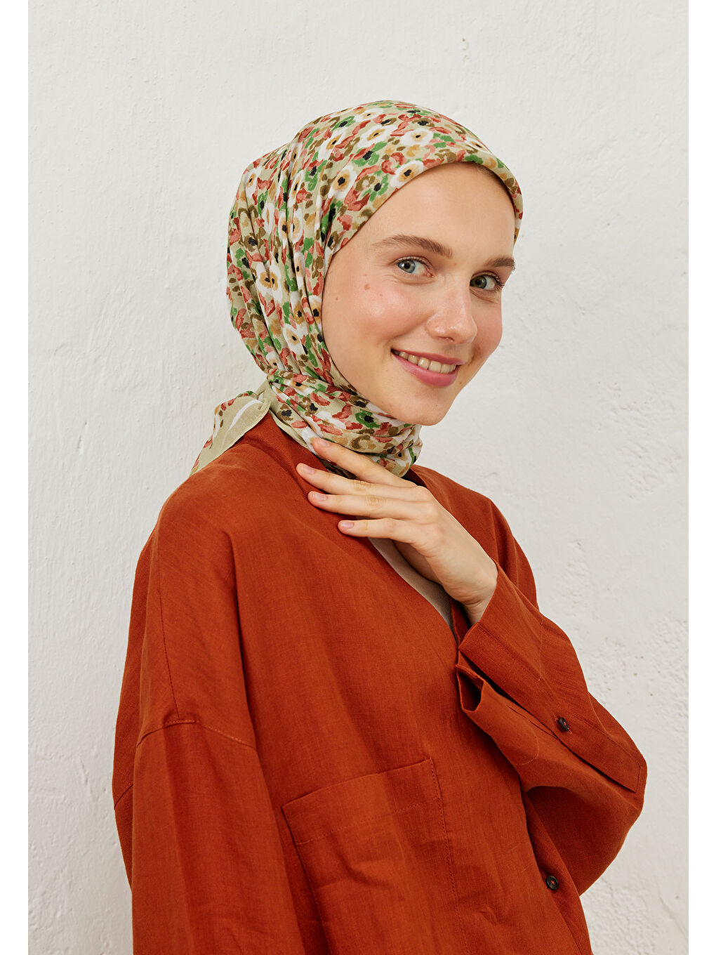 Serena Desen Pamuk Vual Eşarp Yeşil-4