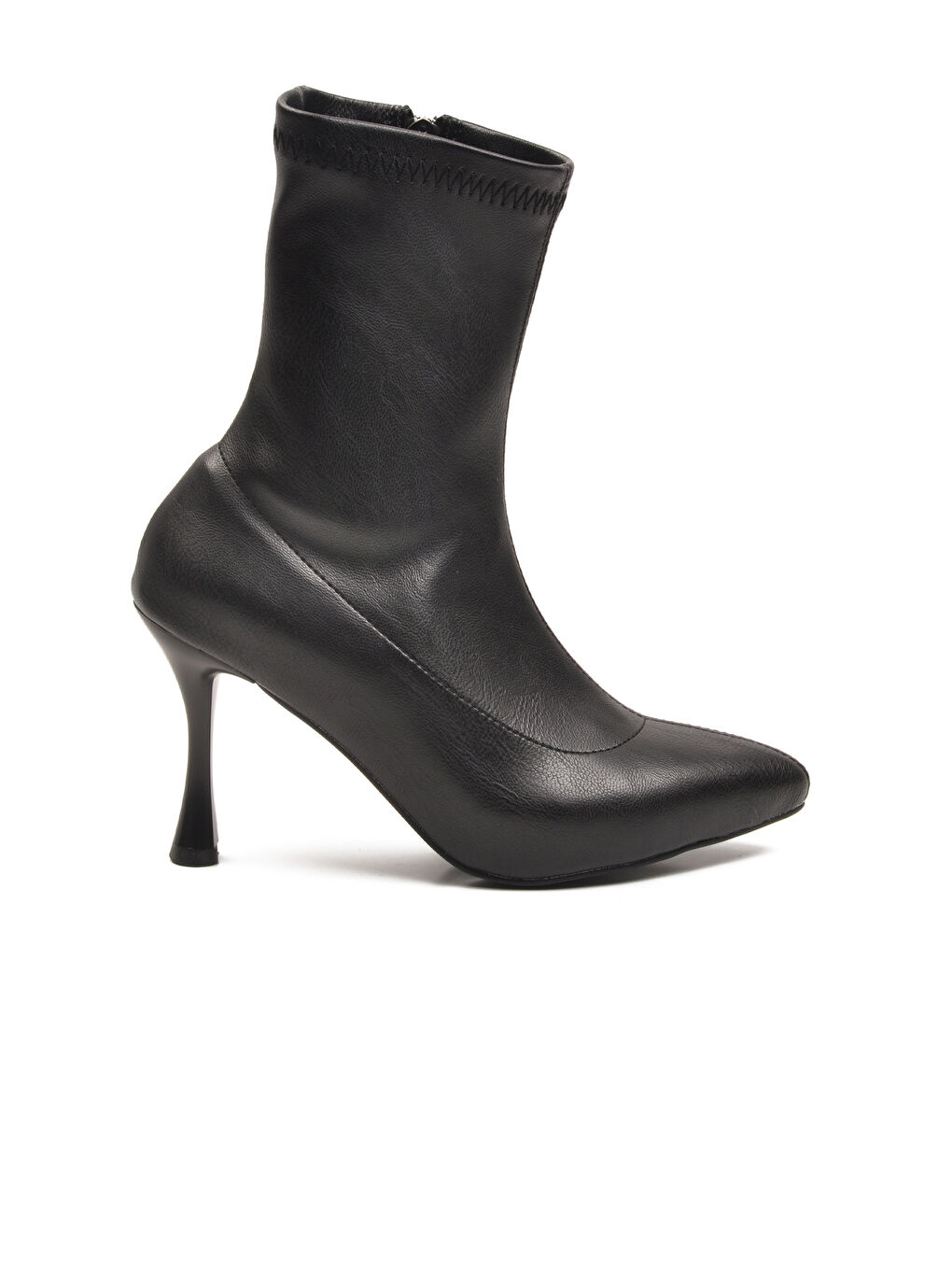 Siyah Kadın Polarlı Fermuarlı İnce Topuklu Bot 2614 Z