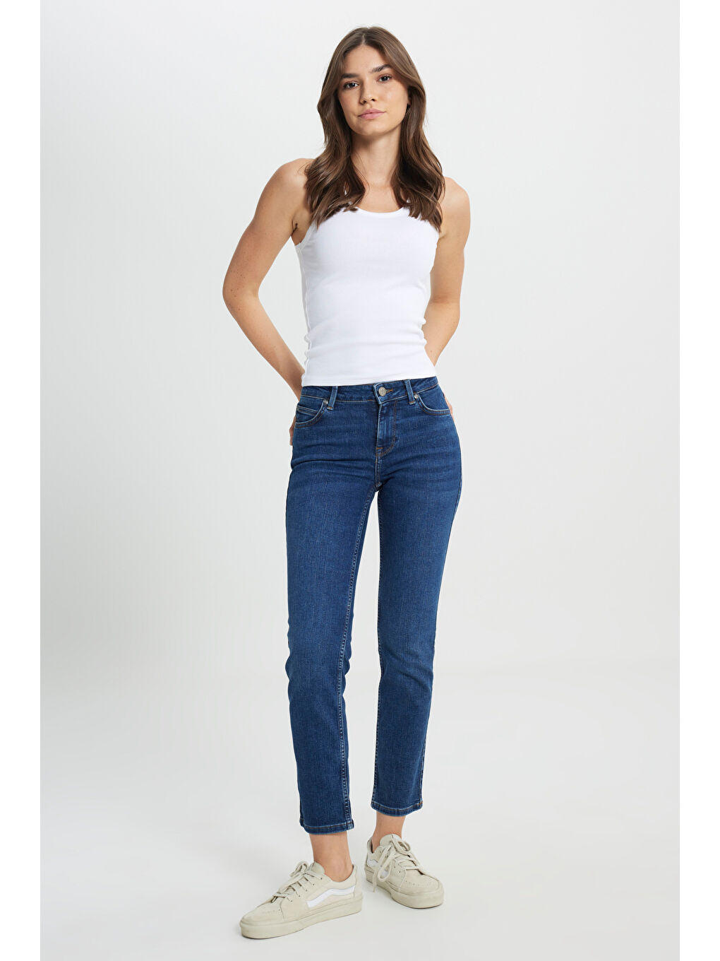 Yeşil Marion Straight Fit Düz Kesim Normal Bel Esnek Jean Jean Pantolon-1