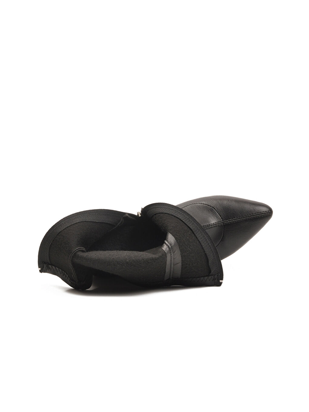 Siyah Kadın Polarlı Fermuarlı İnce Topuklu Bot 2614 Z-3