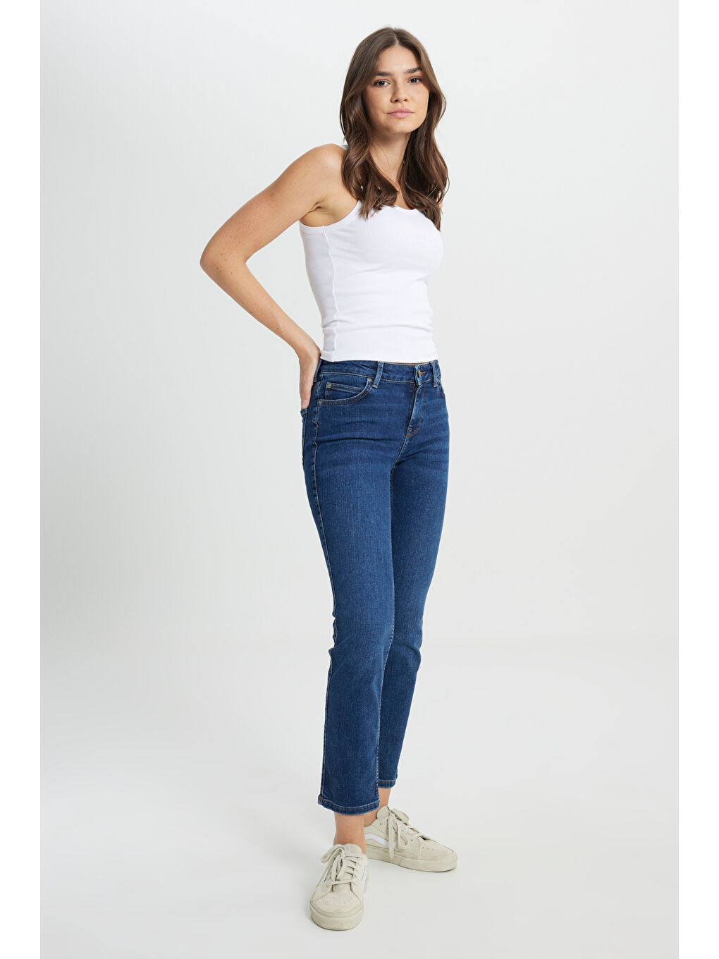 Yeşil Marion Straight Fit Düz Kesim Normal Bel Esnek Jean Jean Pantolon-2