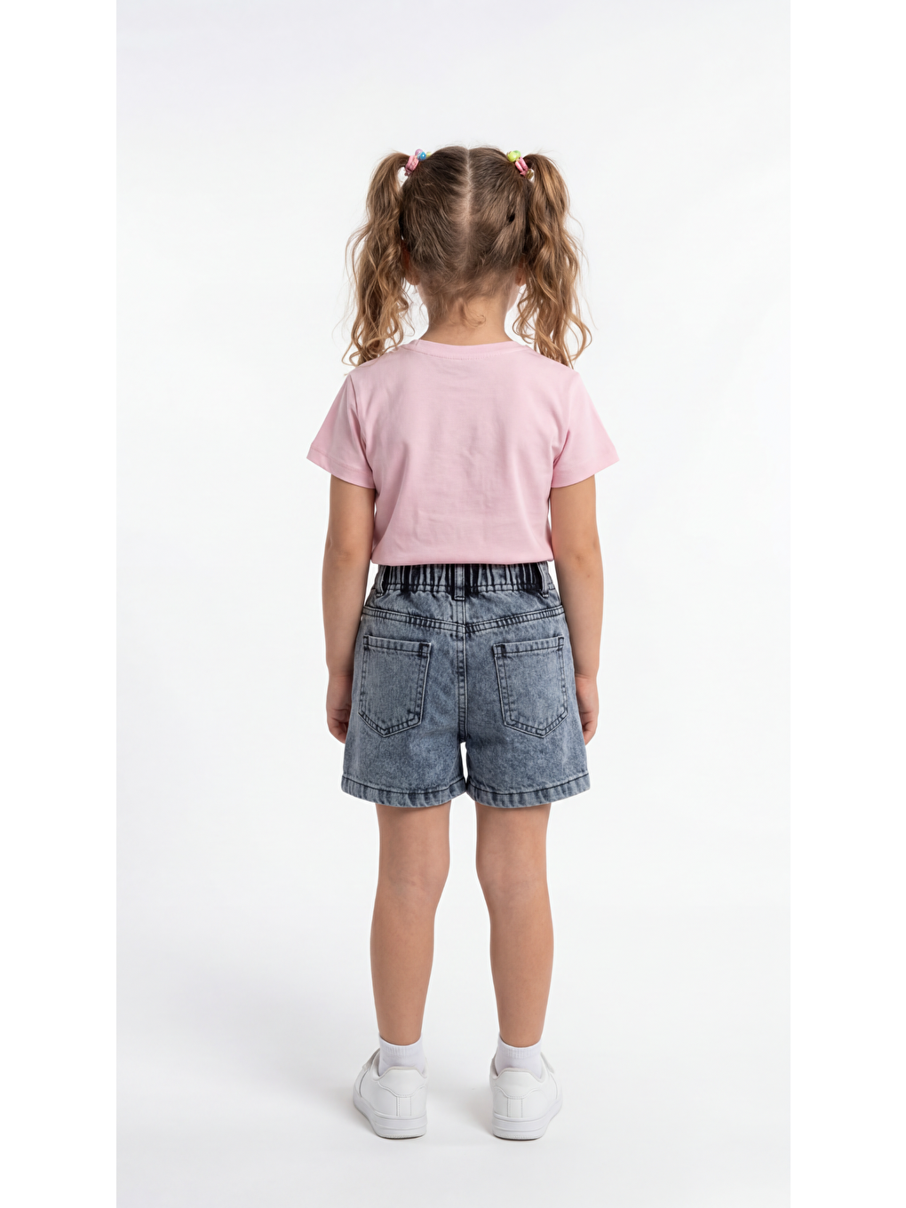 Pembe Ön Love Nakışlı  Kız Çocuk Tişört-Şort Takım-3