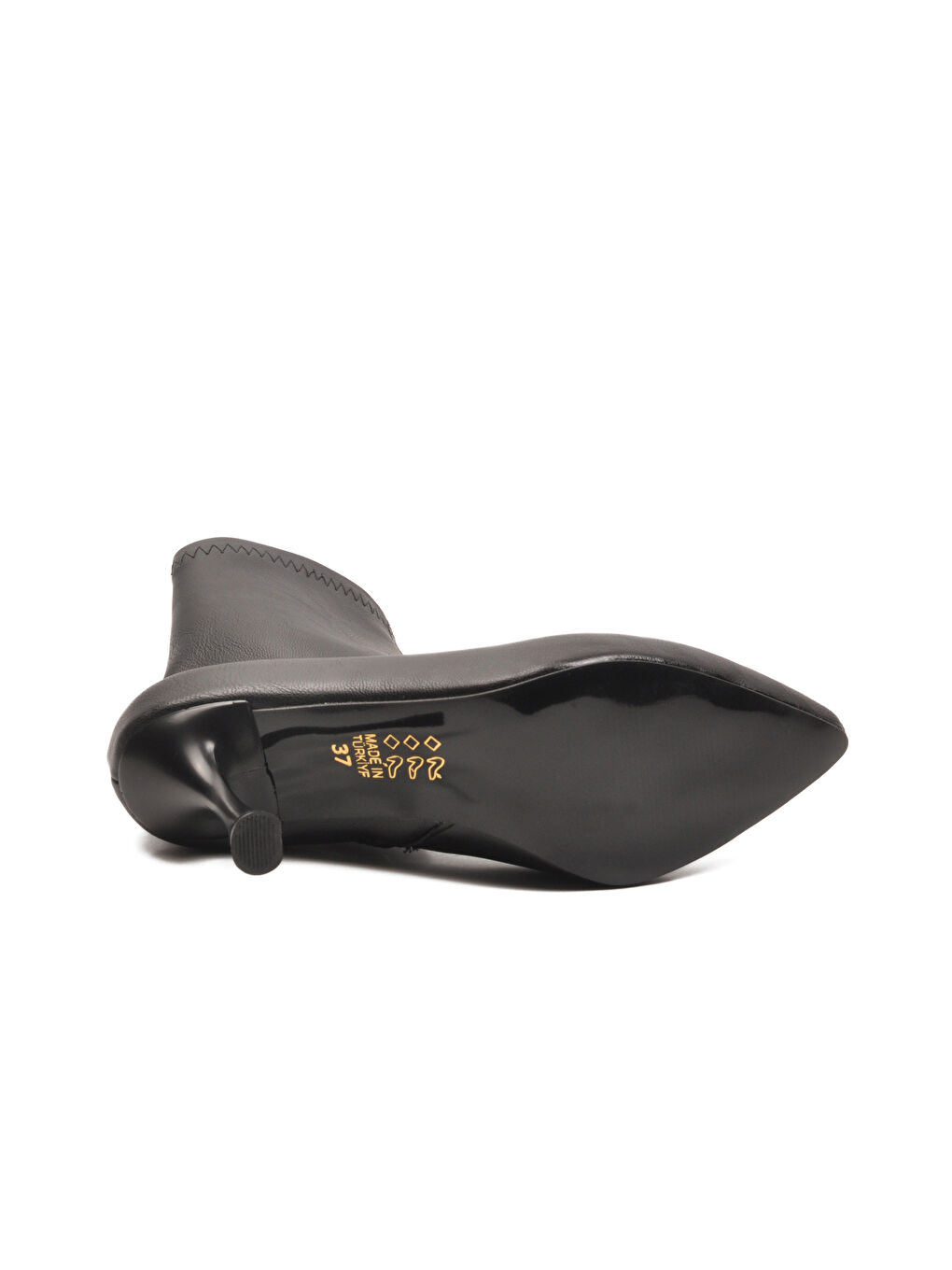 Siyah Kadın Polarlı Fermuarlı İnce Topuklu Bot 2614 Z-4