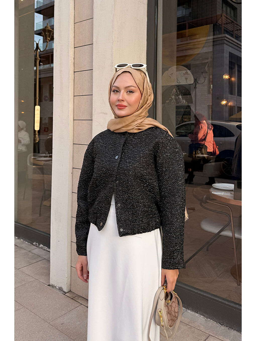 Kadın Jakar Ceket Siyah-3