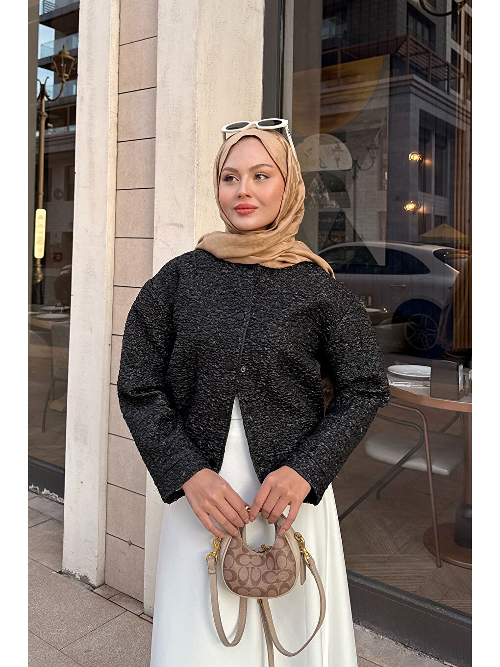 Kadın Jakar Ceket Siyah-4