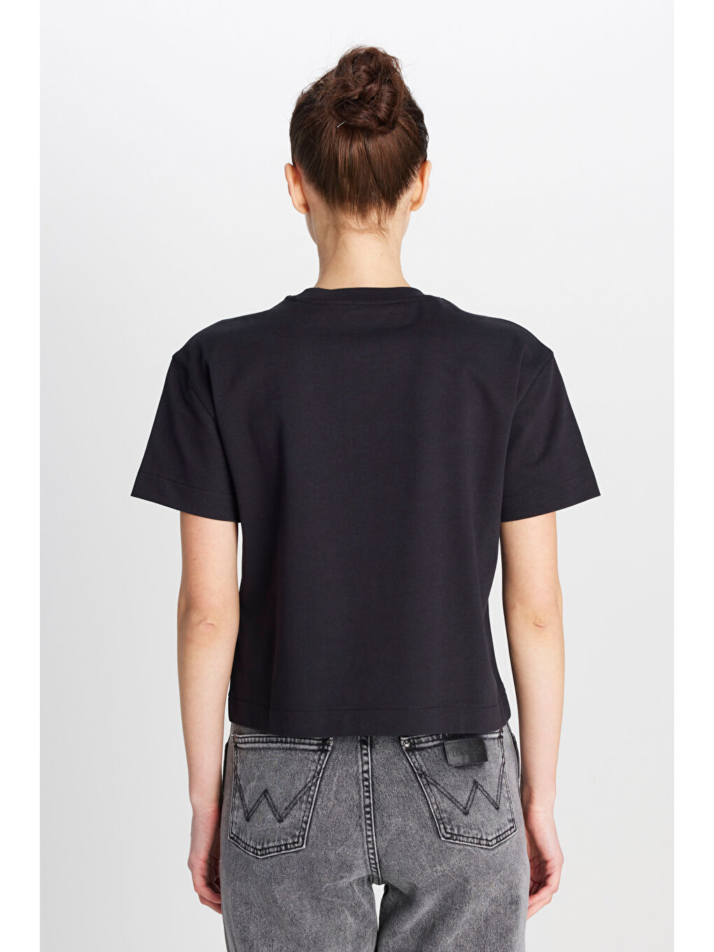 %100 Pamuk Relaxed Fit Geniş Kesim Bisiklet Yaka Siyah Tişört-4