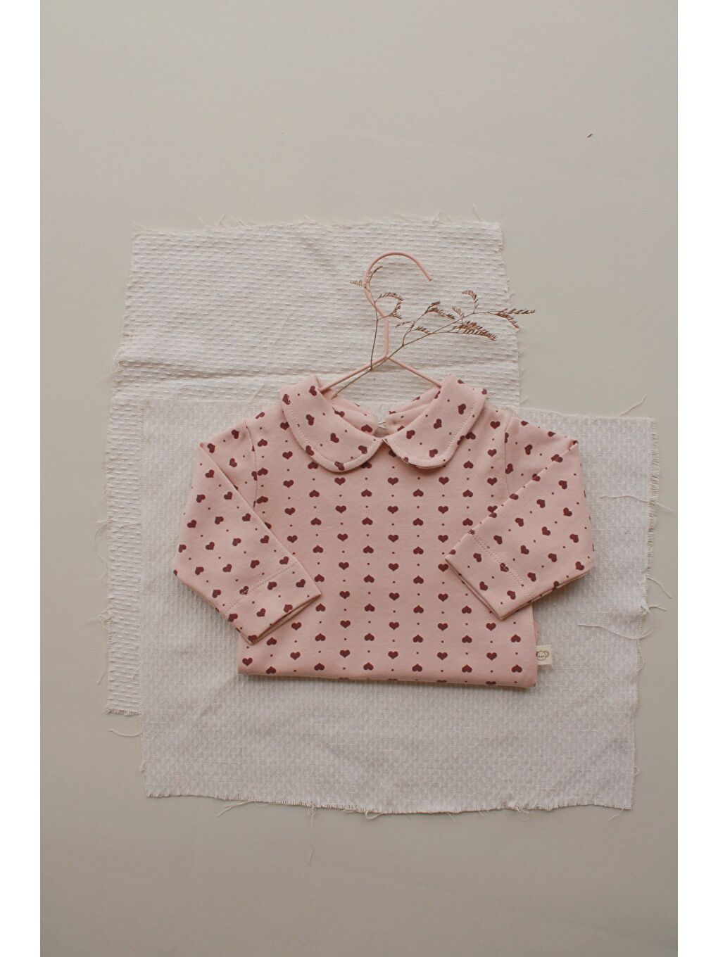 Pembe Kalp Baskılı Bebe Yaka Body-1