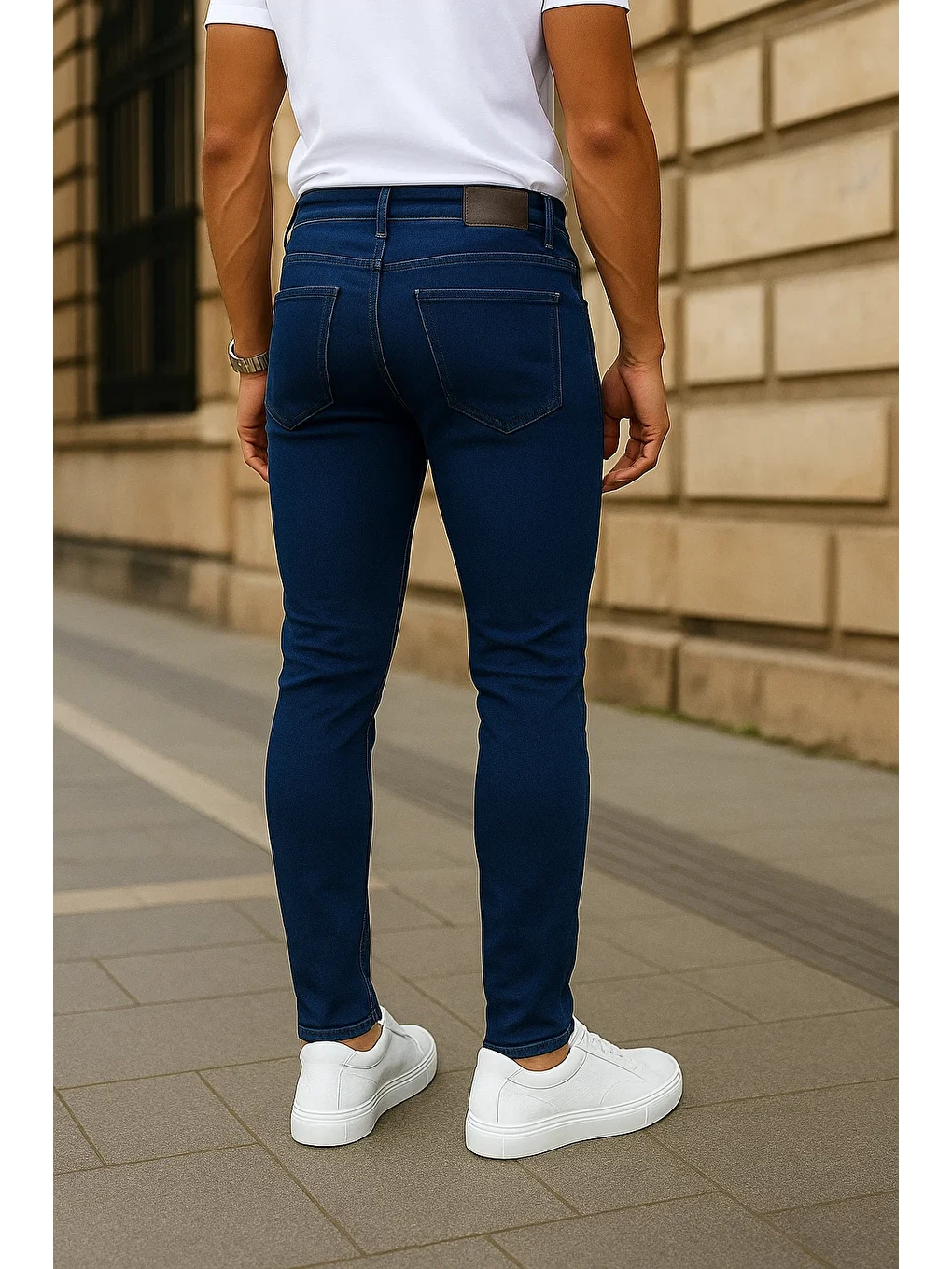 Erkek Dar Paça Trend Comfort Lacivert Jean Pantolon-5