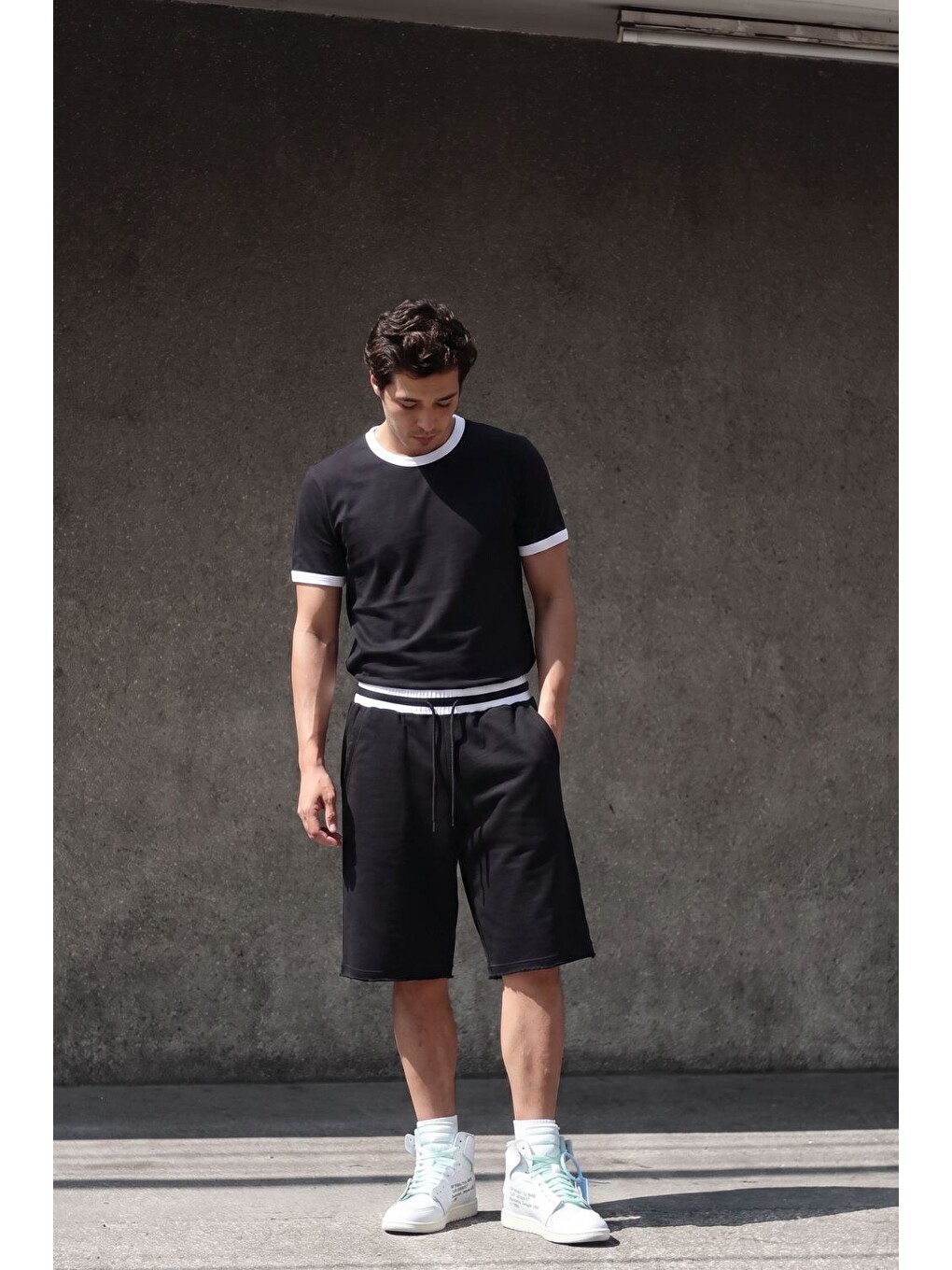 Erkek Ringer Siyah T-shirt
