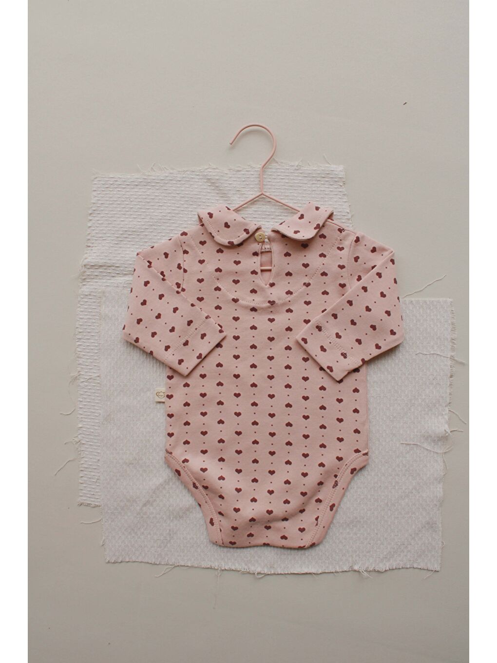 Pembe Kalp Baskılı Bebe Yaka Body-3