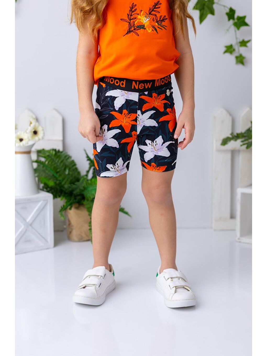 Karışık Kız Çocuk Çiçek Desenli Kısa Tayt - Çiçek Desenli