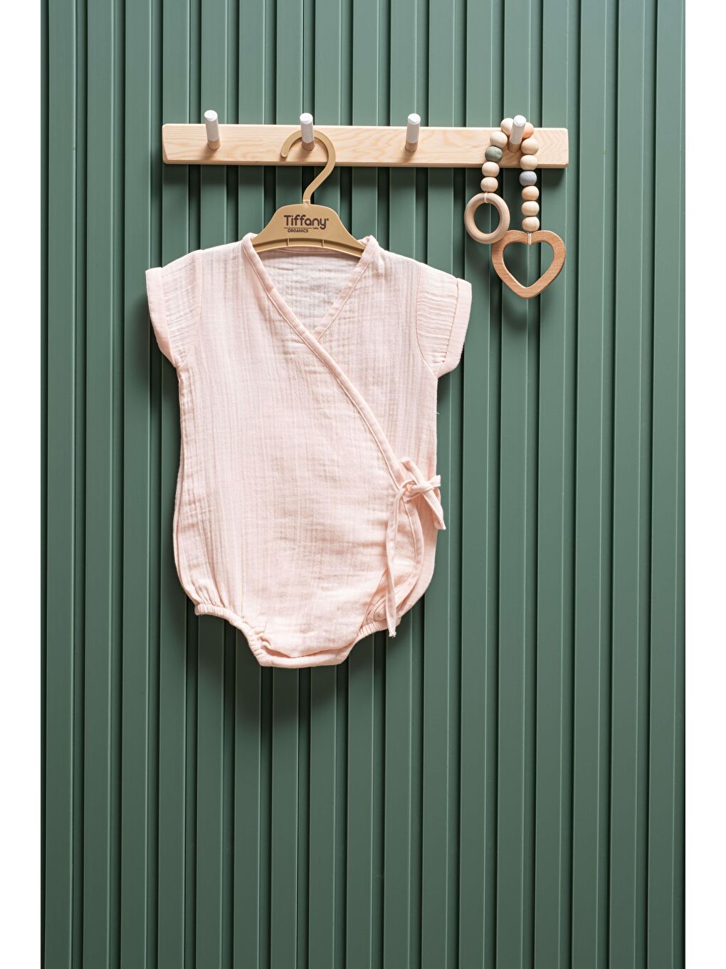 Pembe Unisex Müslin Kruvaze Badi 0-12 Ay %100 Pamuk