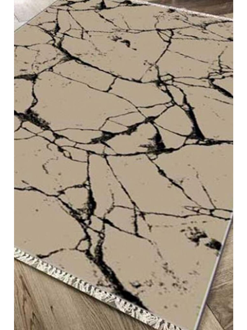 Kahverengi Kaymaz Taban Dijital Baskı Kadife Halı Crack Wall Kahve 180x280 Cm-2