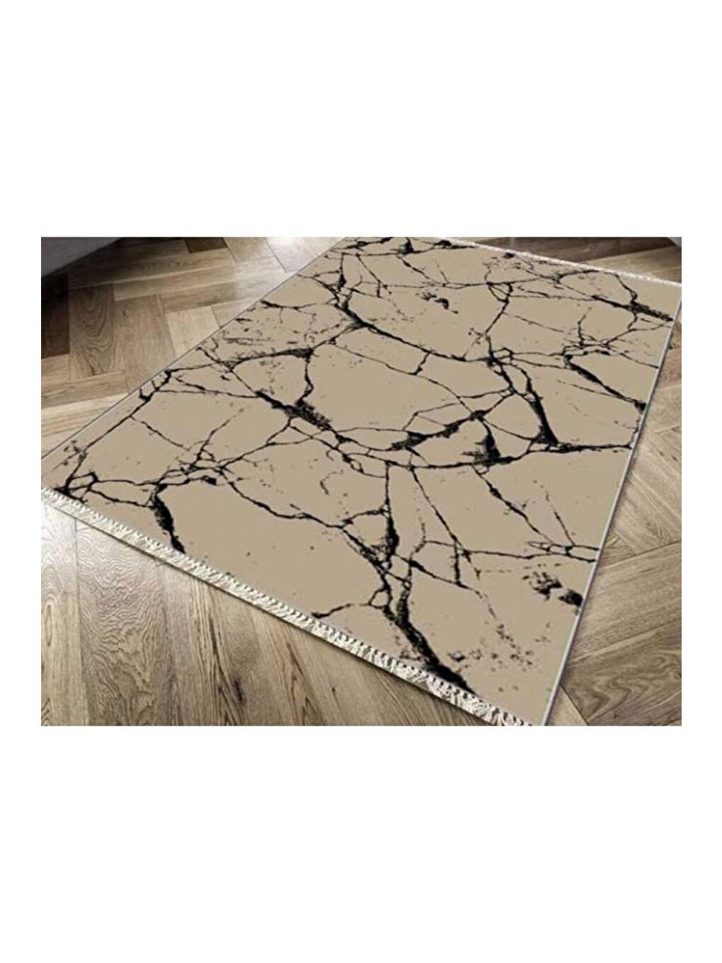 Kahverengi Kaymaz Taban Dijital Baskı Kadife Halı Crack Wall Kahve 180x280 Cm-3