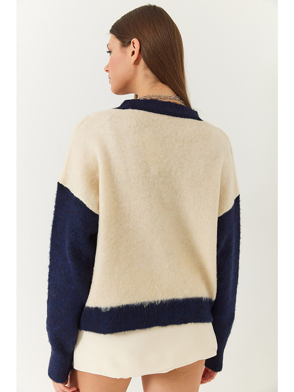 Lacivert Kadın Şardonlu Triko Hırka-6