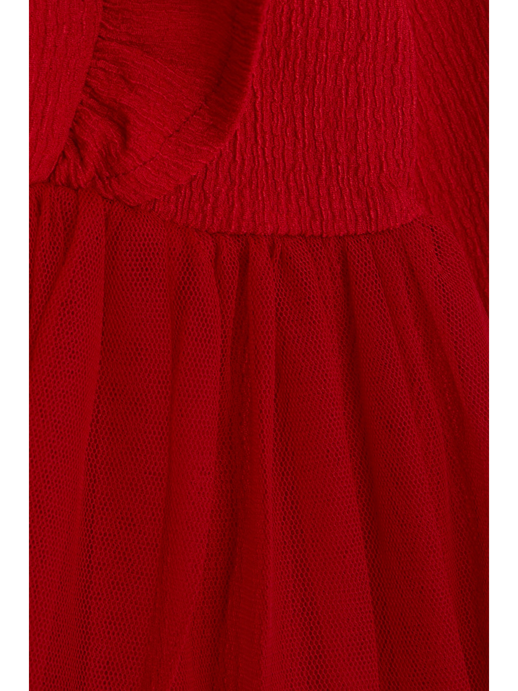 Kız Çocuk Uzun Kollu Elbise Omuzu Fırfırlı Kırmızı (3-6 Yaş)-3