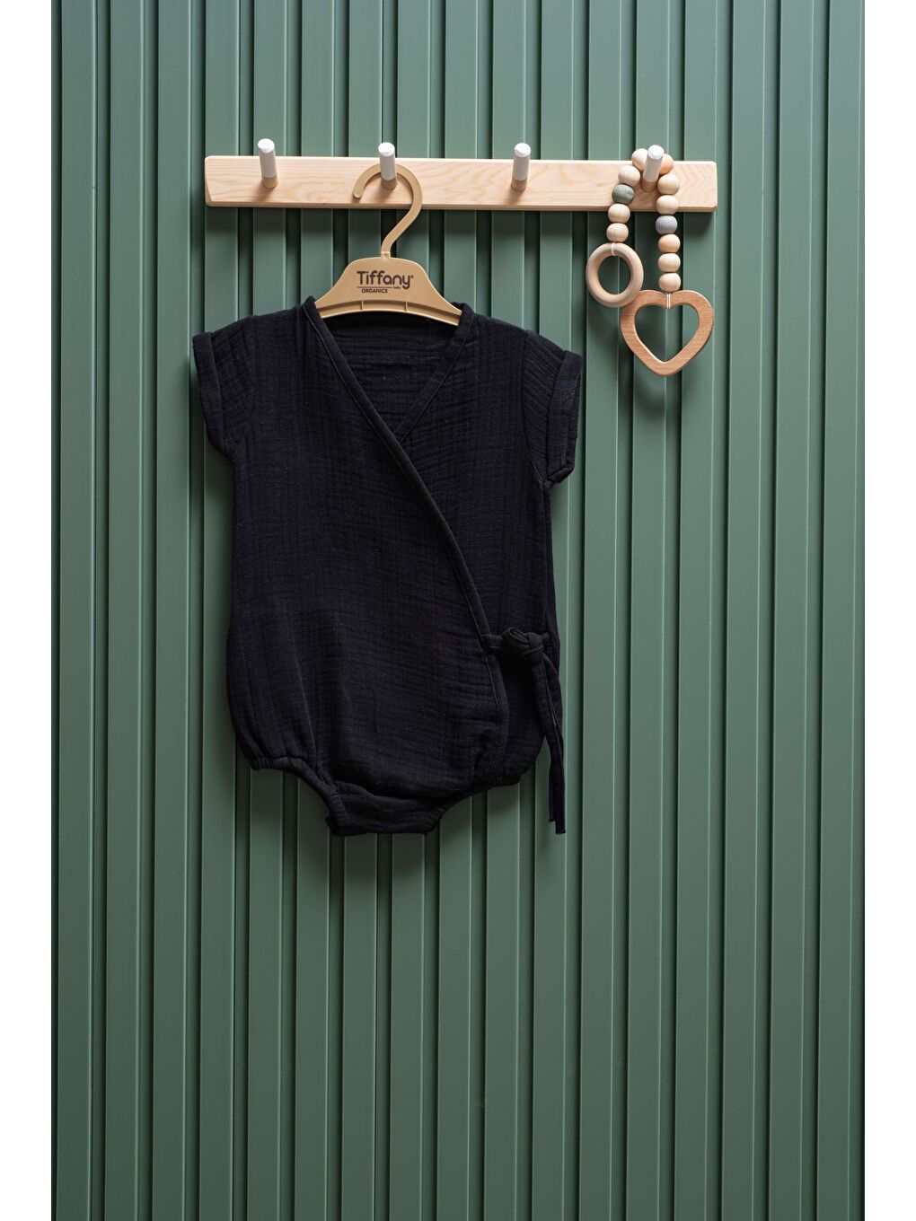 Siyah Unisex Müslin Kruvaze Badi 0-12 Ay %100 Pamuk