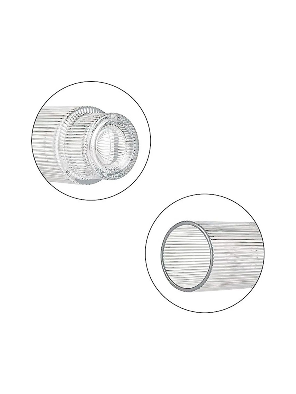 Renksiz Çizgili  Cam Bardak 400 ml 3 Adet - 2812-4