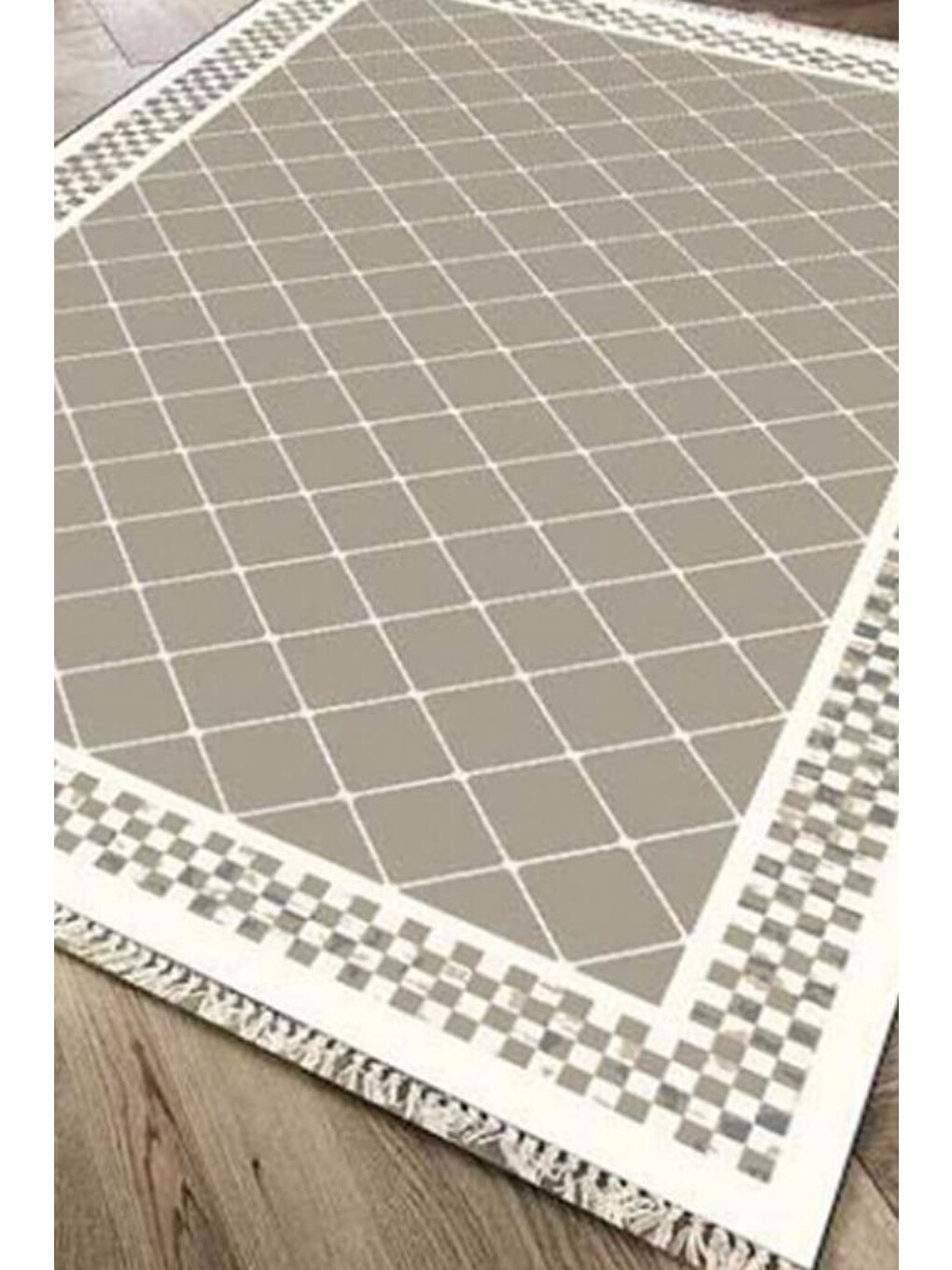 Kahverengi Kaymaz Taban Dijital Baskı Kadife Halı Dama Cappucino 180x280 Cm-2
