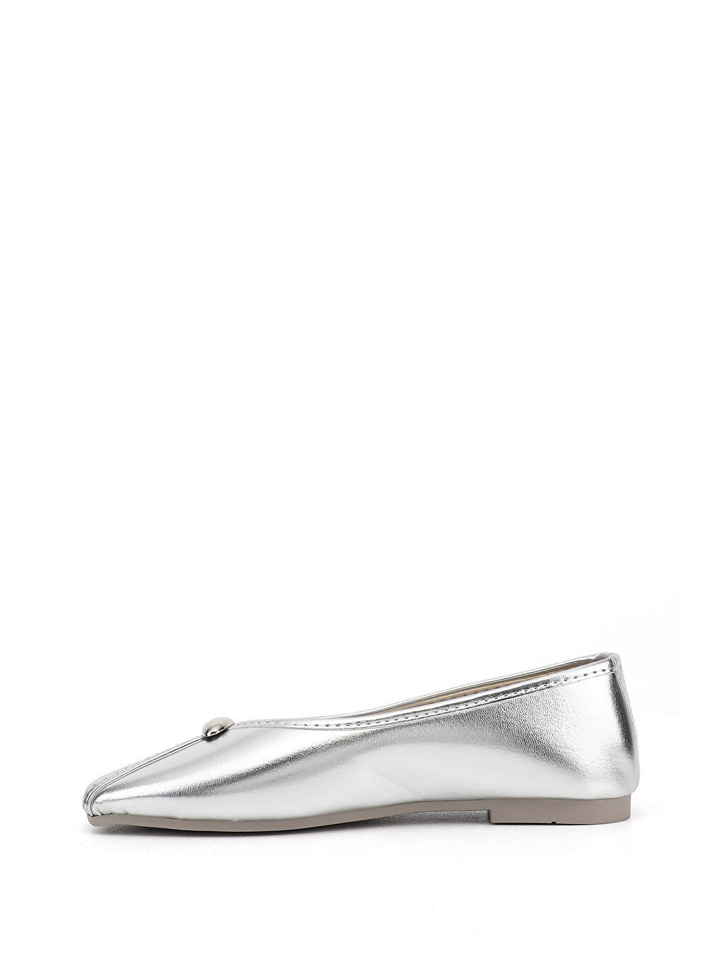 Gri Kadın GÜMÜŞ-GRİ Düz Tabanlı Babet-3